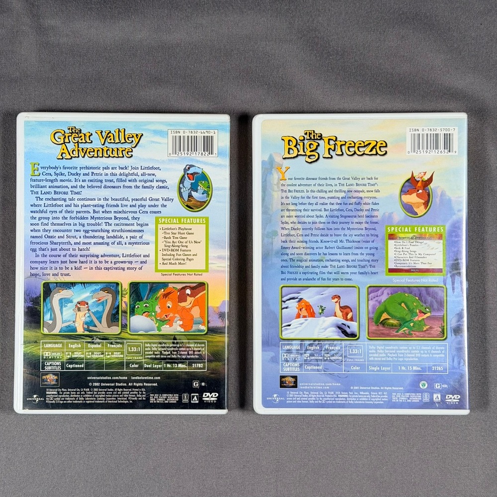 Universal The Land Before Time DVD Lot 2 The Big Freeze Great Valley Adventure - Picture 3 of 3